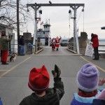 Christmas in Essex Village, Santa disembarks Essex-Charlotte ferry (photo credit Jill Piper)