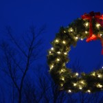 Christmas in Essex Village, illuminated wreath (photo credit Jill Piper)