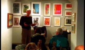Jeff Moredock reading his poetry at the Adirondack Art Association in Essex, NY.