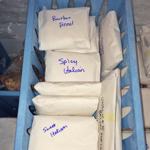 Sausages in the share at Full and By Farm